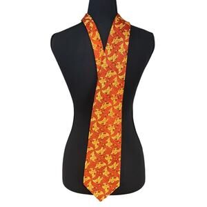 Resilio novelty duck bird Red and Gold Patterned wide Tie
